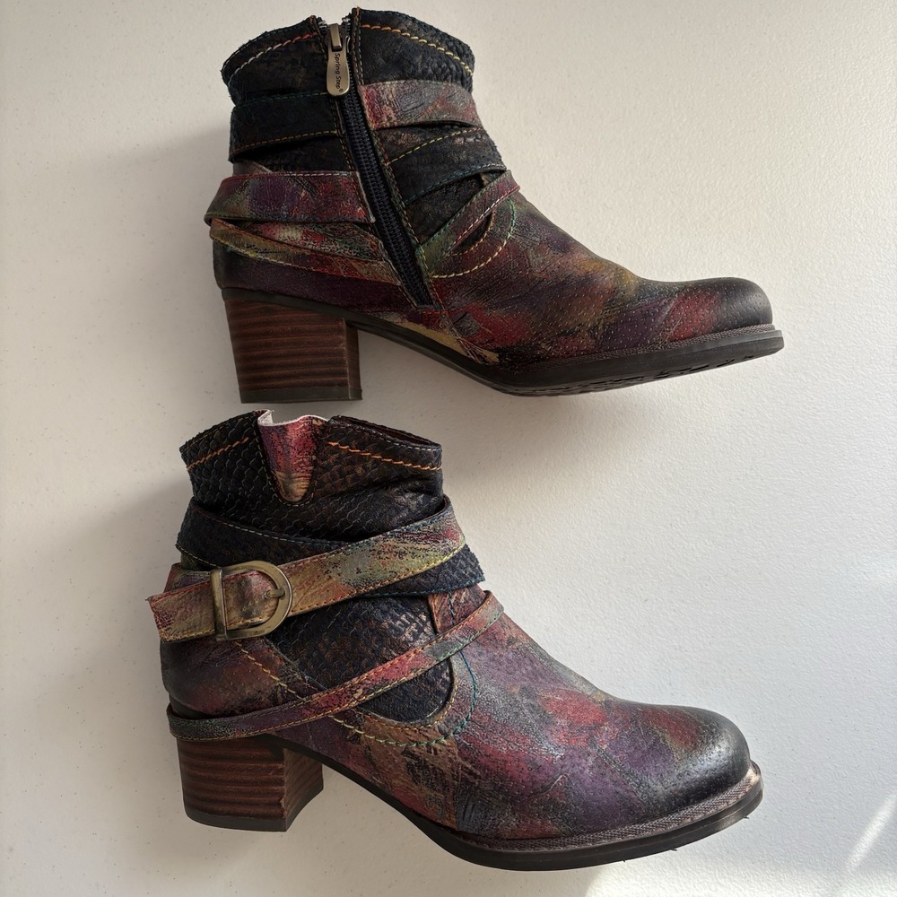 L'Artiste Shazzam Boots Size 37 EUR 6.5 US Artsy Steampunk Statement Maximalist - Picture 4 of 11